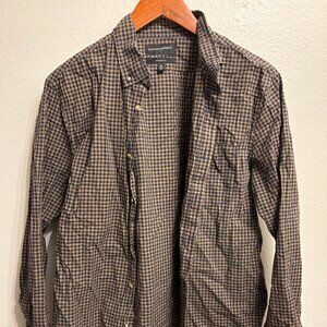 Banana Republic Olive Grid Pattern Button Up (Untucked Fit)